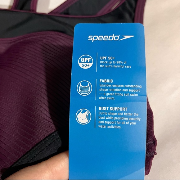 Speedo Women's One Piece in Deep Burgundy and Black XL - Picture 5 of 7